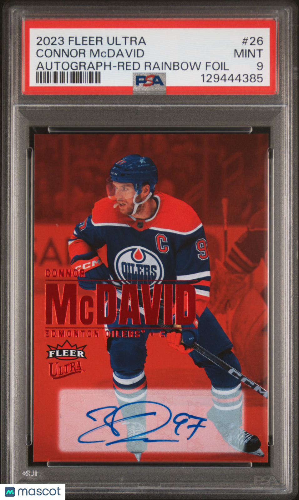 2023-24 Fleer Ultra Red Rainbow Foil Auto Connor McDavid /25 PSA 9