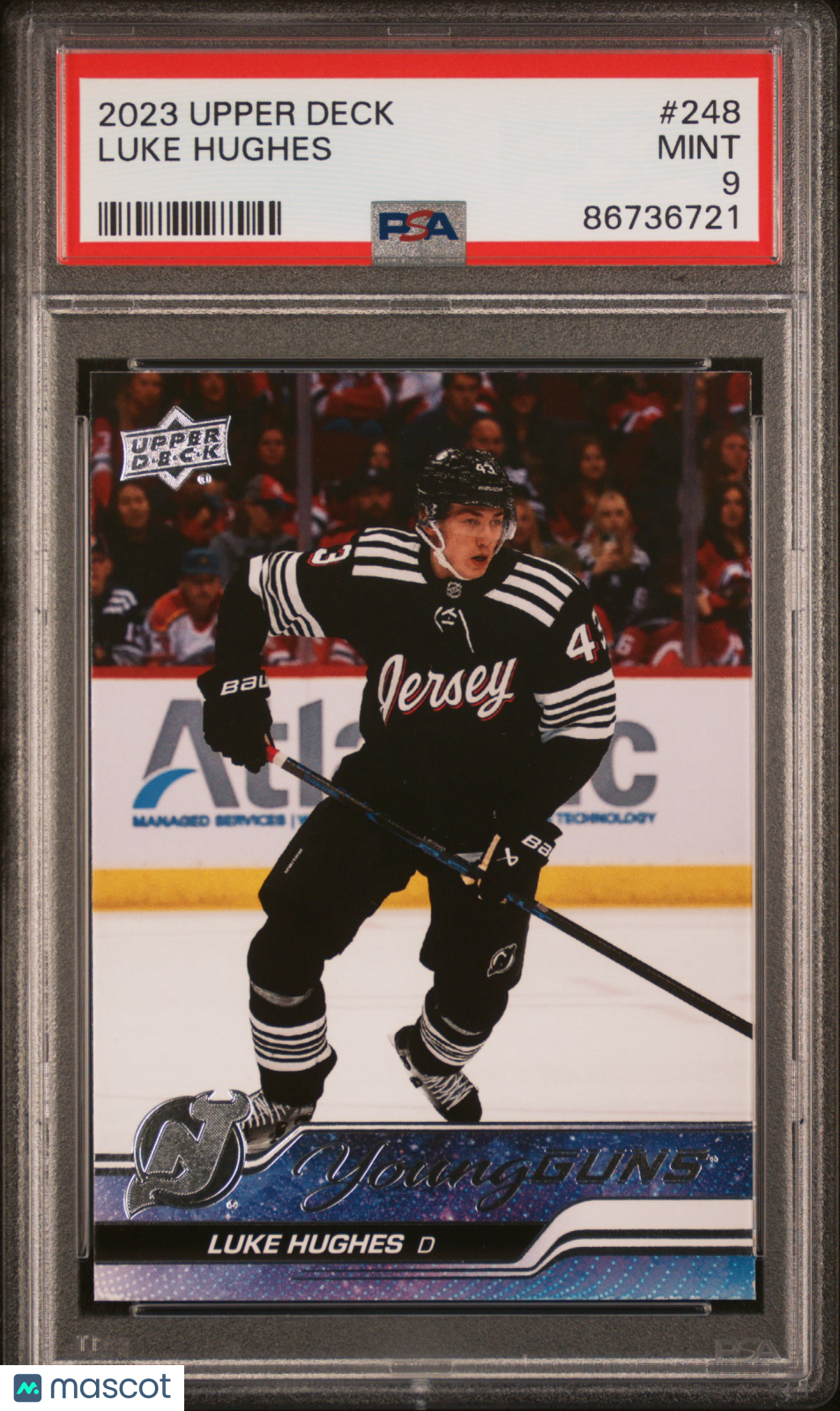 2023-24 Upper Deck Series 1 Luke Hughes Young Guns RC Rookie #248 PSA 9
