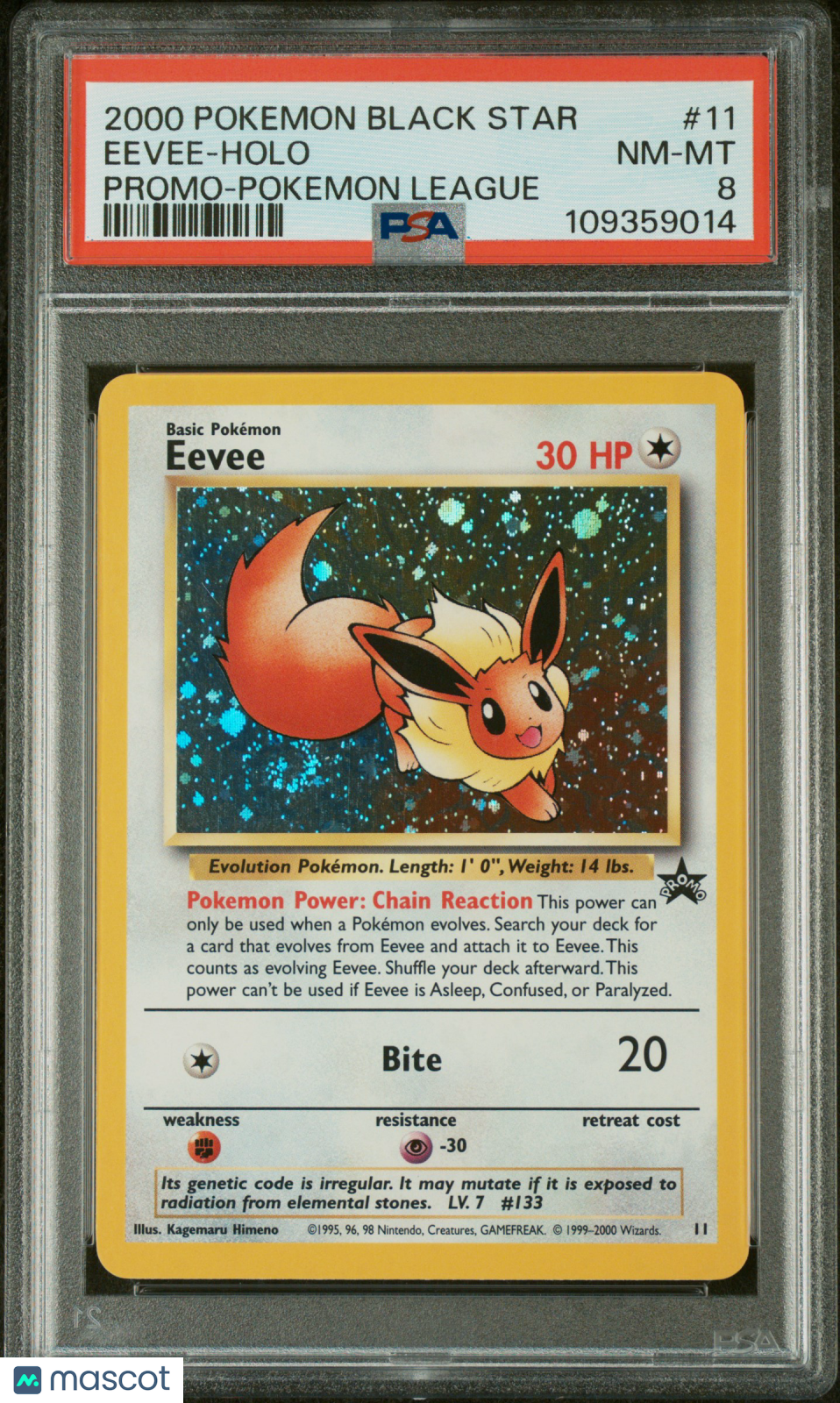2000 Pokemon Promo Black Star Eevee Holo Promo-Pokemon League PSA 8 #11