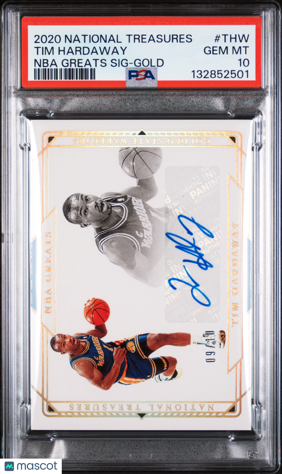 Tim Hardaway Auto /10 PSA 10 NBA Greats National Treasures Gold Autograph