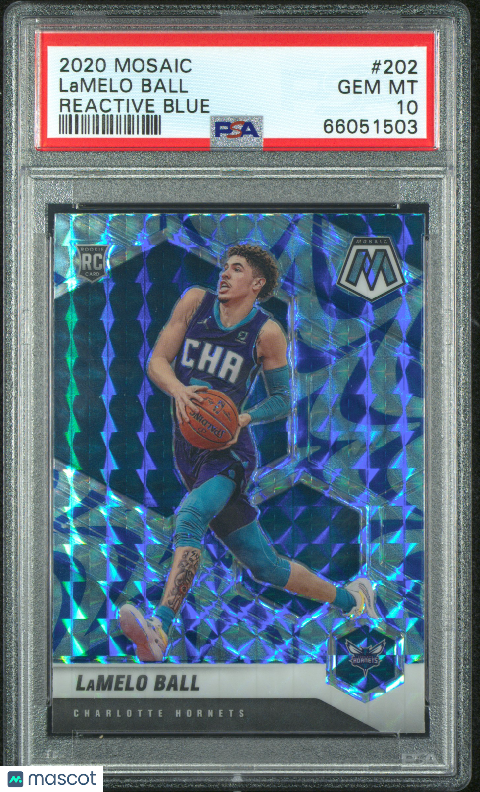 2020 Panini Mosaic LaMelo Ball #202 Reactive Blue RC Rookie PSA 10