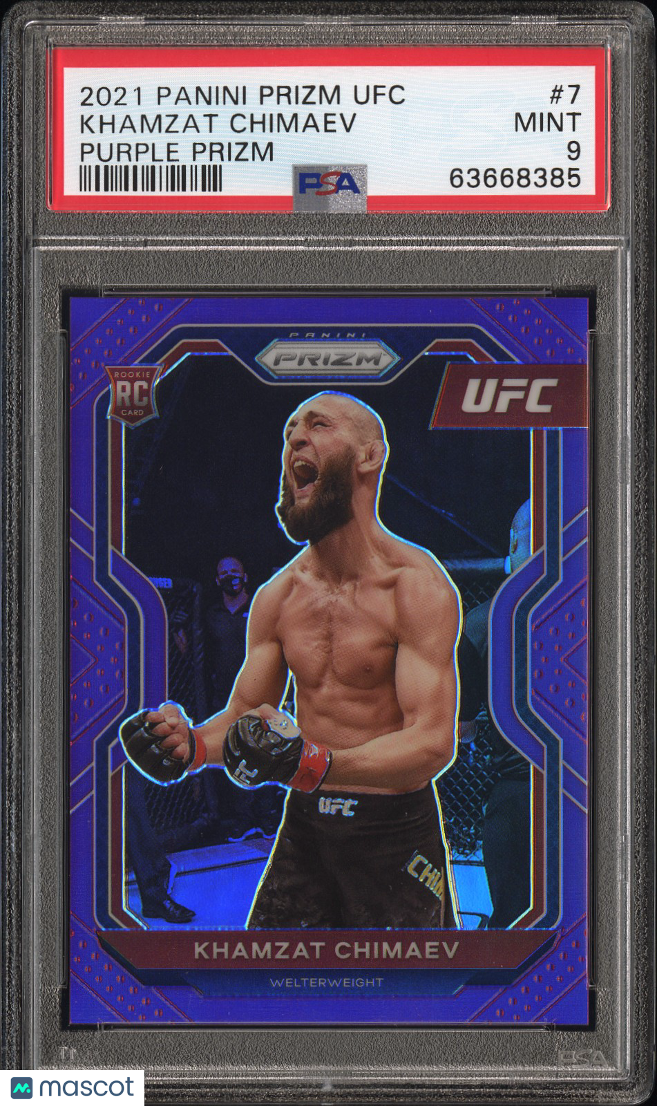 2021 Panini Prizm UFC Purple Rookie Khamzat Chimaev /149 PSA 9