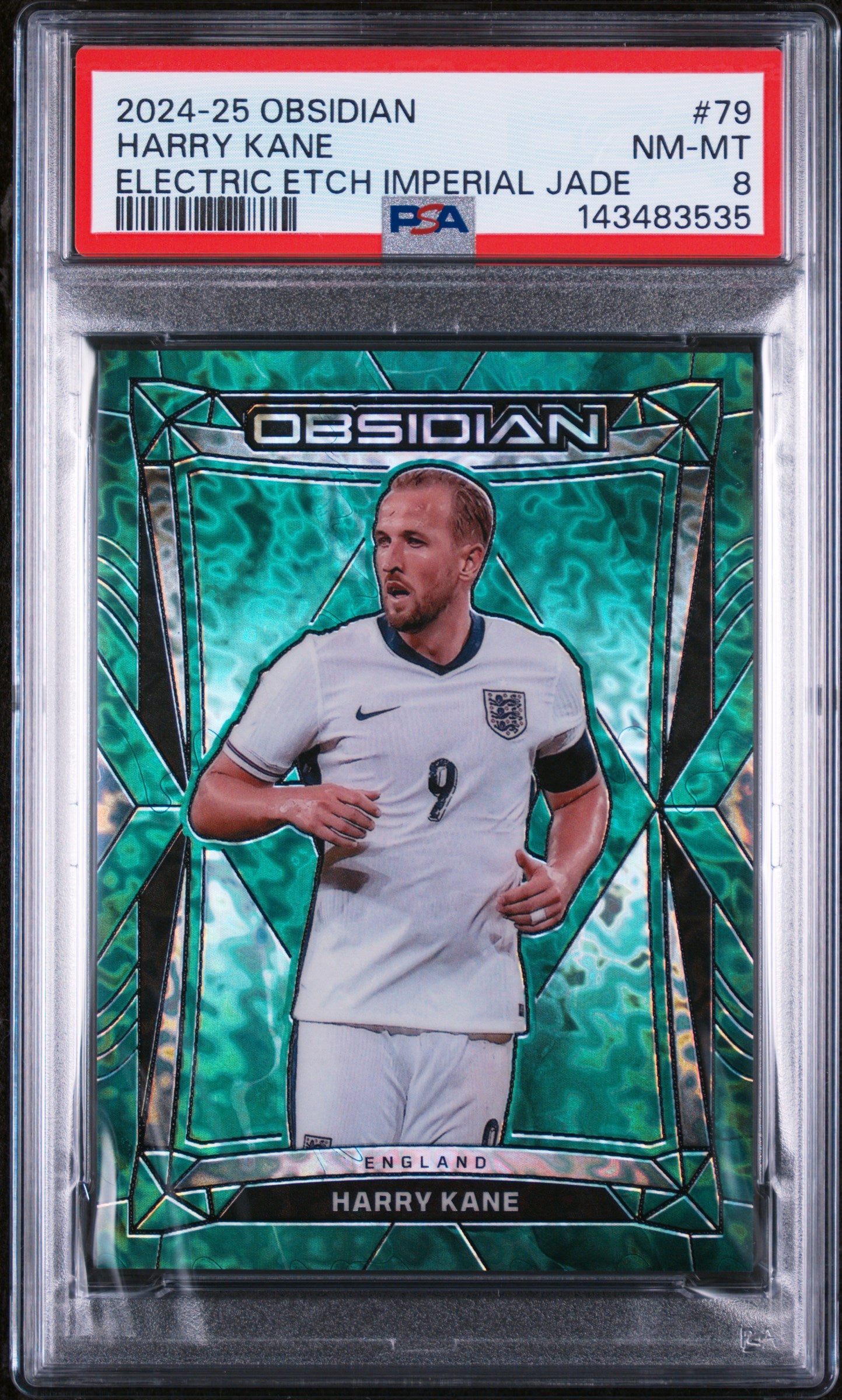 2024-25 Panini Obsidian Electric Etch Imperial Jade Harry Kane /26 PSA 8