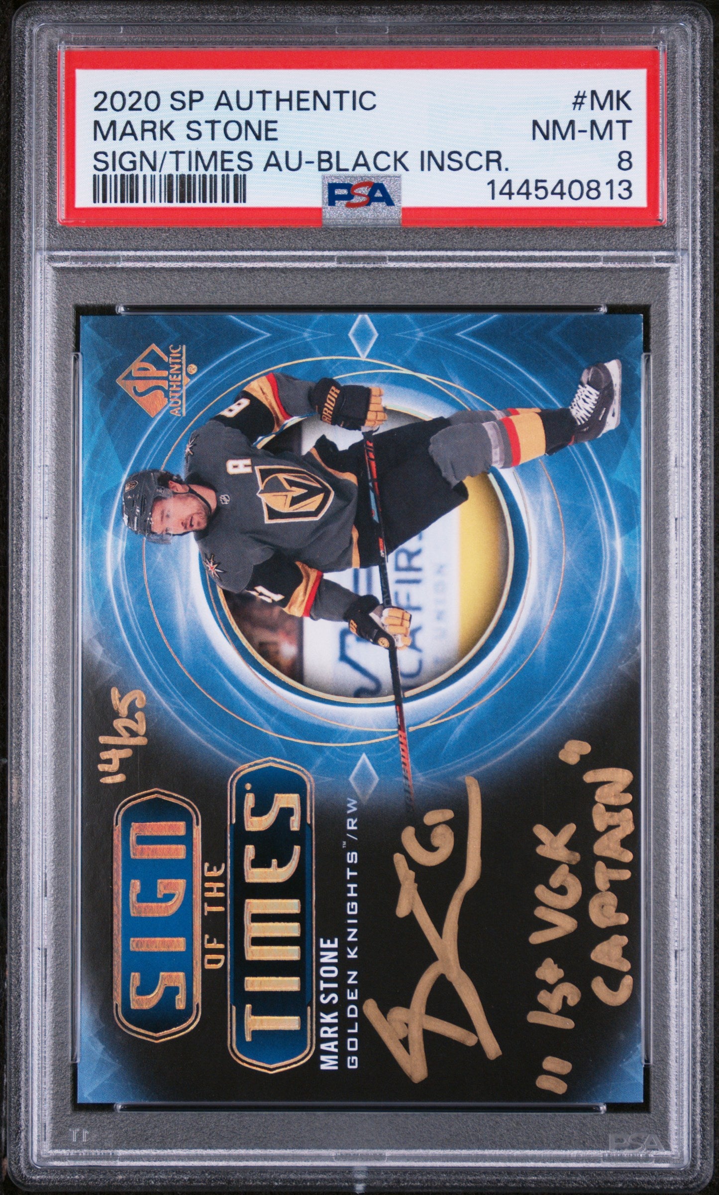 2020 Upper Deck SP Authentic Sign Of The Times Black Auto Mark Stone /25 PSA 8
