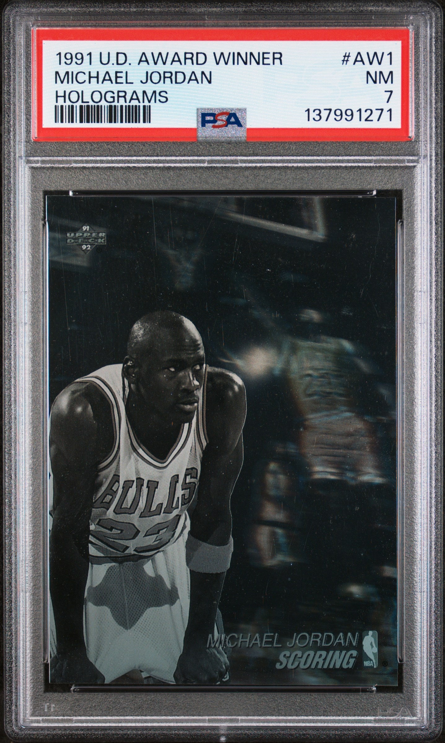 1991 Upper Deck Award Winner Holograms Michael Jordan #AW1 PSA 7