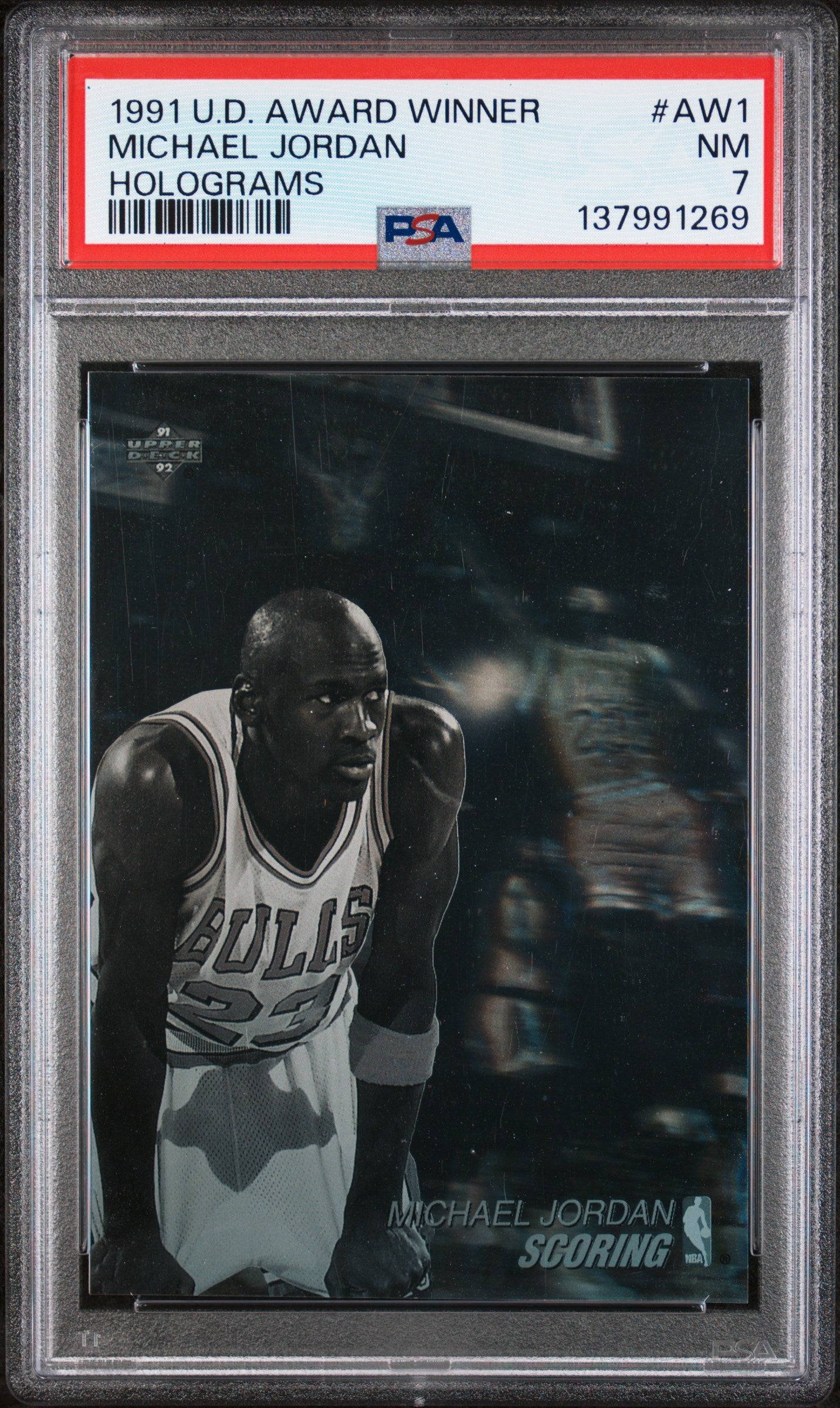1991 Upper Deck Award Winner Holograms Michael Jordan #AW1 PSA 7
