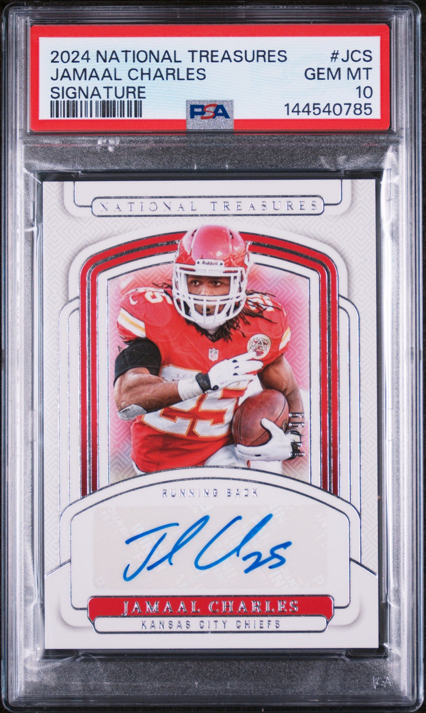 2024 Panini National Treasures Signatures Jamaal Charles #JCS /99 PSA 10