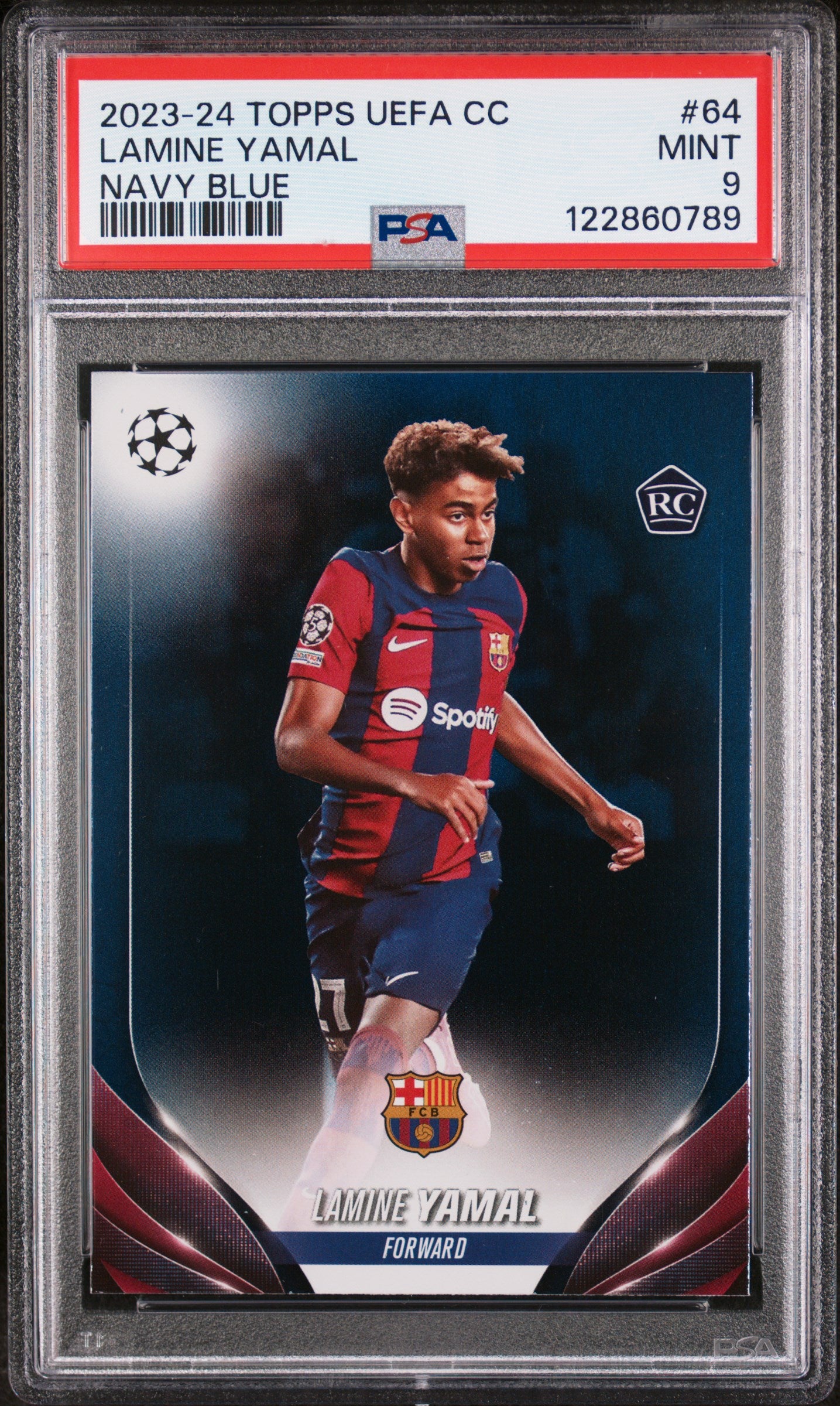 2023-24 Topps UEFA CC Navy Blue Rookie Lamine Yamal #64 /250 PSA 9