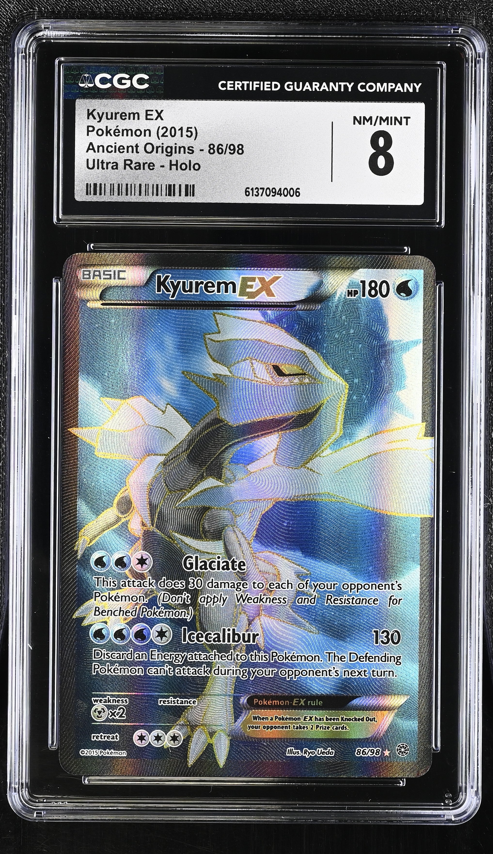 2015 Pokemon Ancient Origins Kyurem EX Holo Ultra Rare CGC 8 86/98