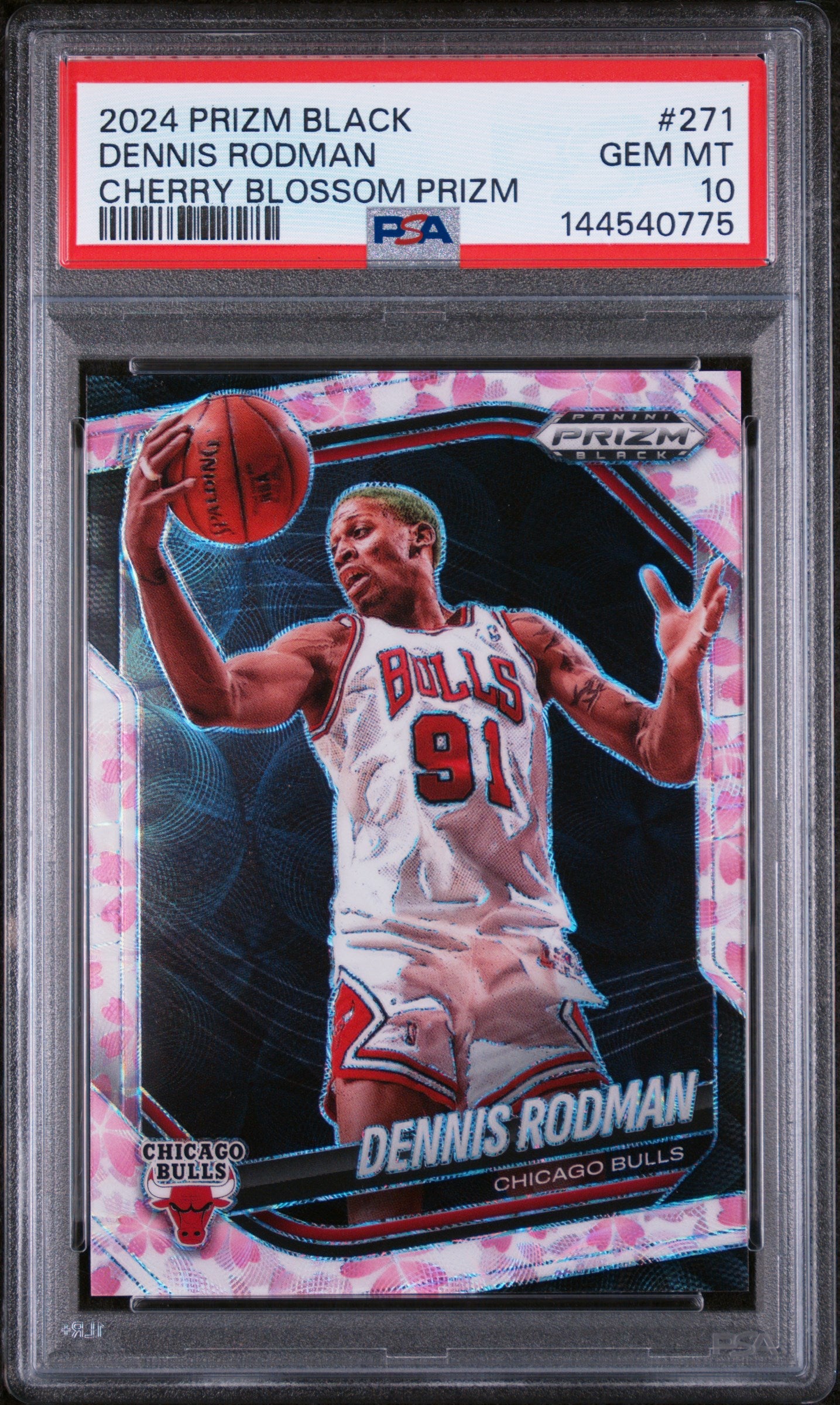 2024 Panini Prizm Black Cherry Blossom Dennis Rodman /20 PSA 10