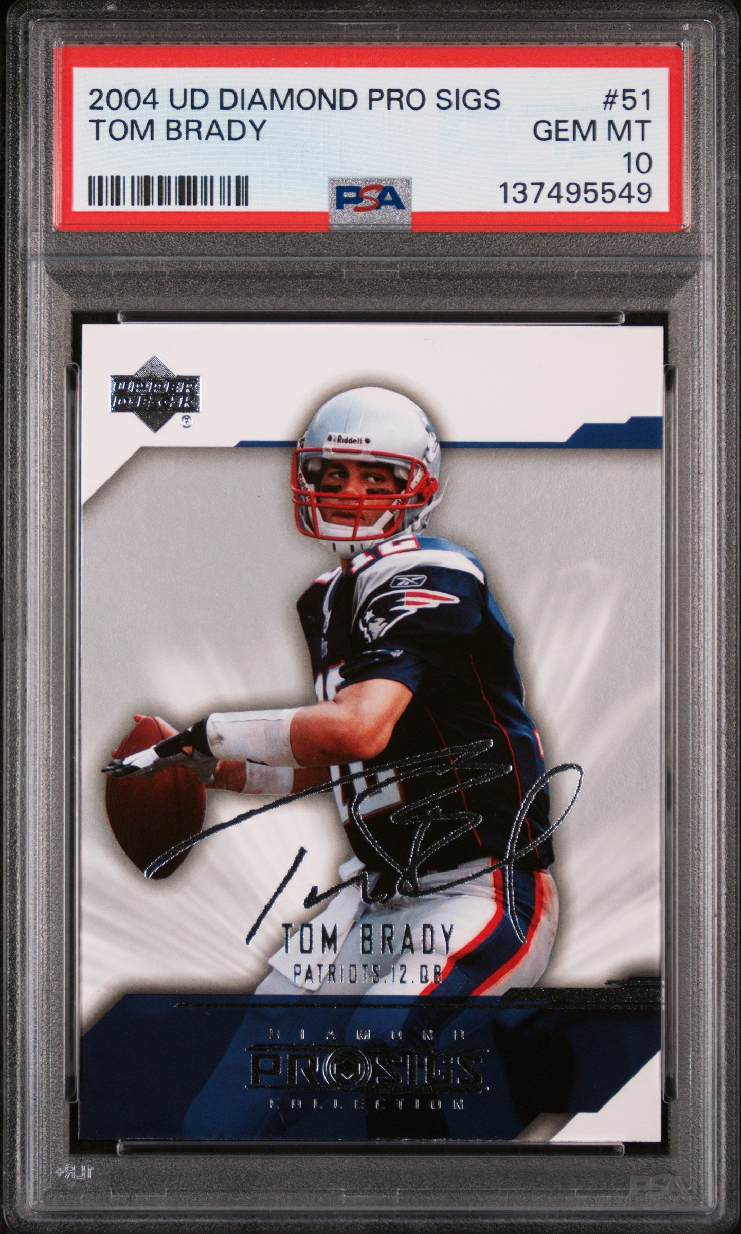 2004 Upper Deck Diamond Pro Sigs Tom Brady #51 PSA 10