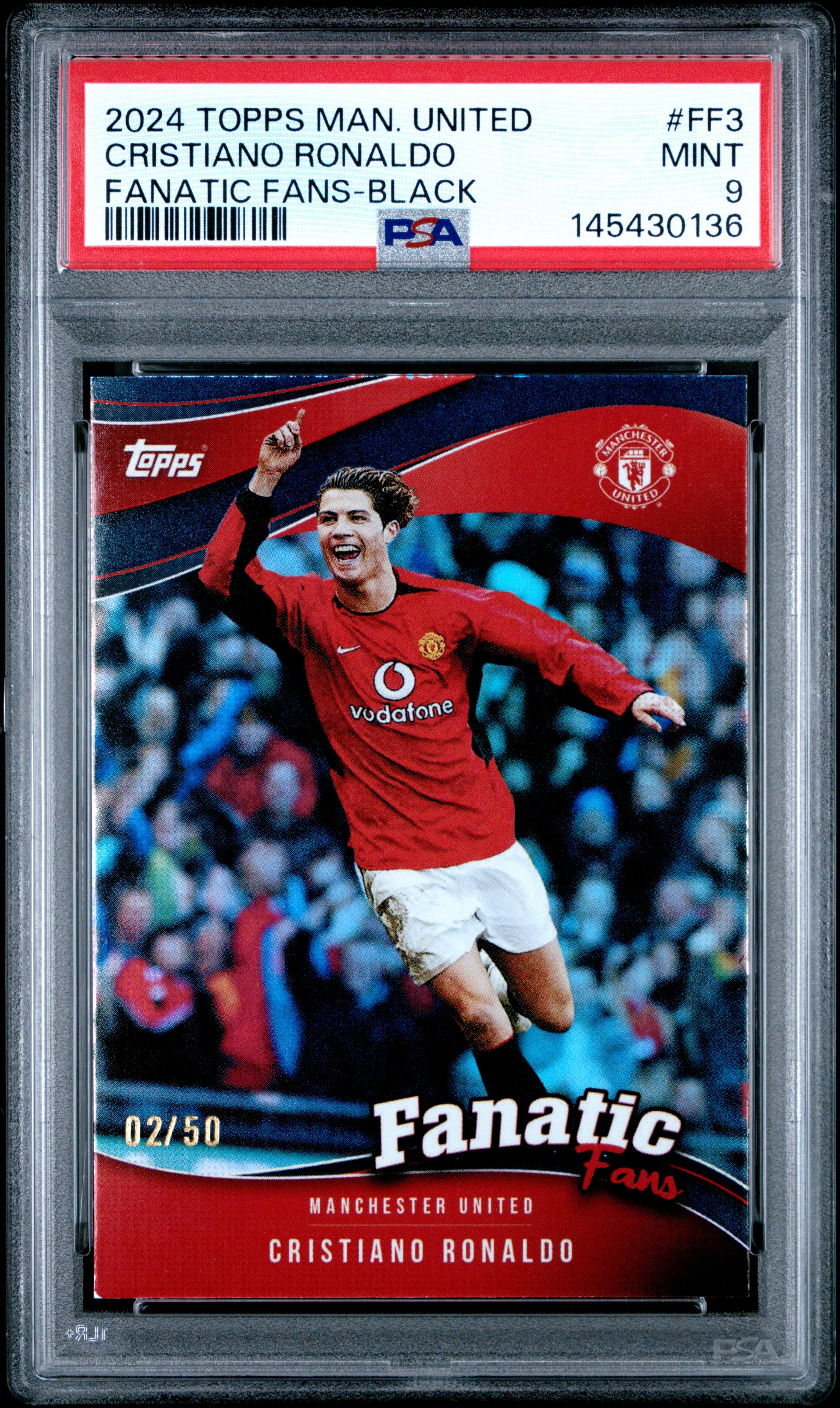 2024 Topps Manchester United Fantastic Fans Black Cristiano Ronaldo /50 PSA 9