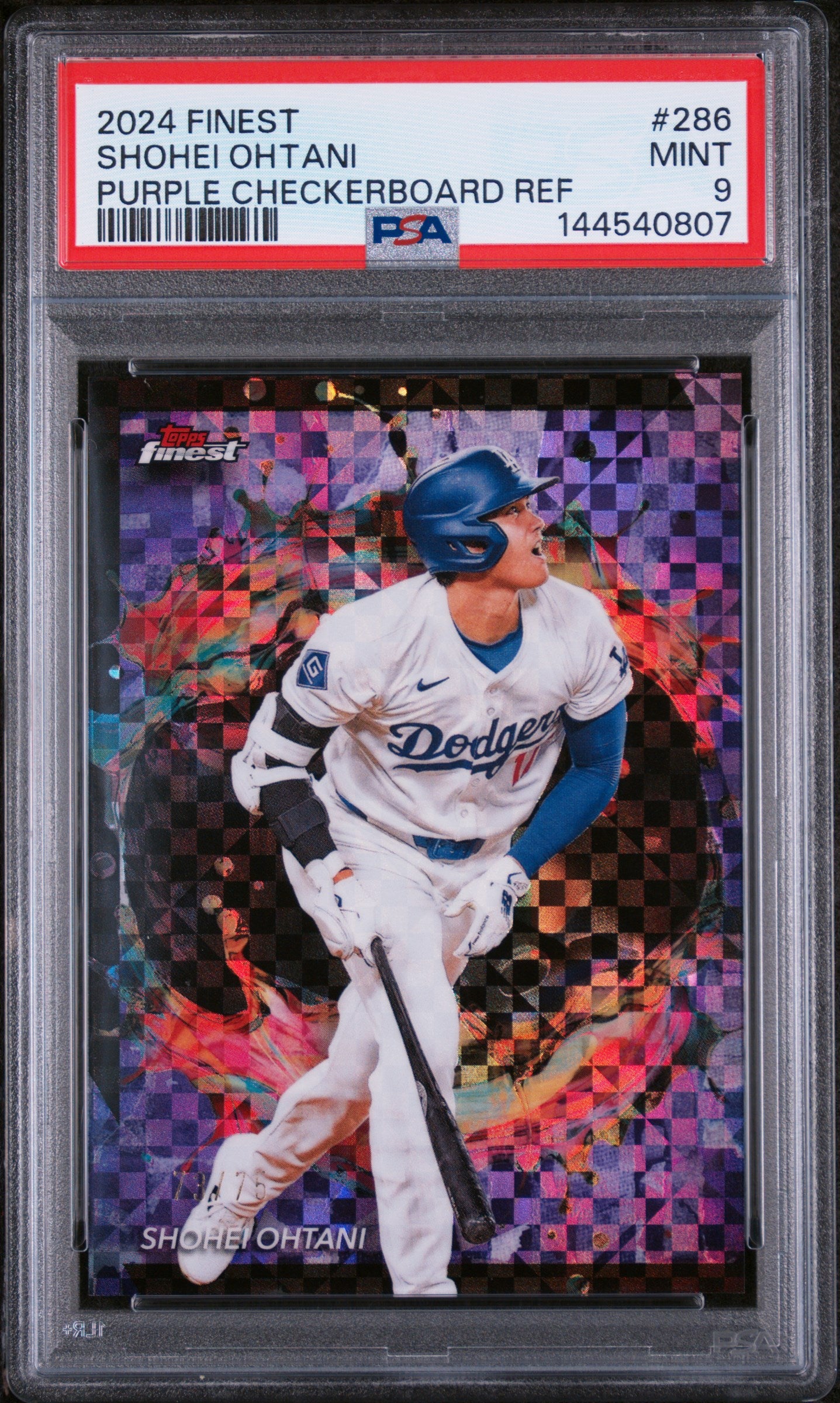 2024 Topps Finest Purple Checkerboard Refractor Shohei Ohtani #286 /75 PSA 9
