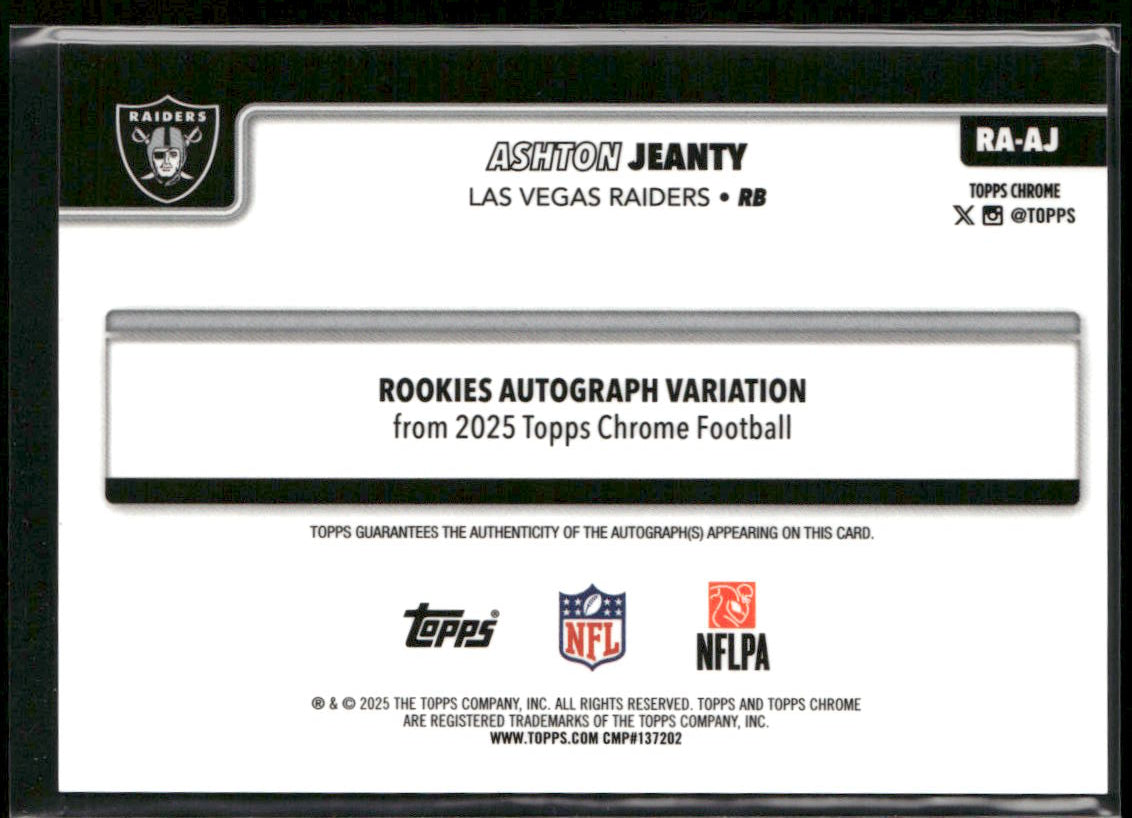 2025 Topps Chrome Football Aqua Rookie Auto Variation Ashton Jeanty /199