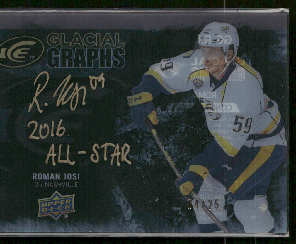 2016-17 Upper Deck Ice Hockey Glacial Graphs Inscribed Auto Roman Josi /25