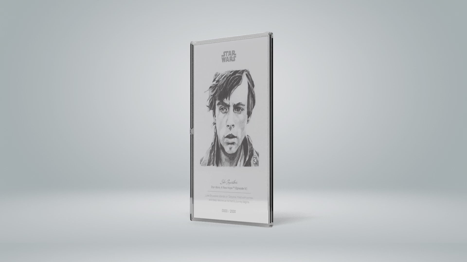 Luke Skywalker Sketch Art Silver Foil
