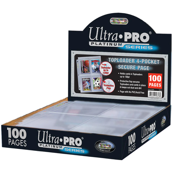Ultra Pro  4 Pocket Secure Platinum for Toploaders Pages Box of 100