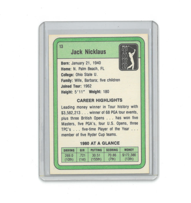 Jack Nicklaus 1981 Donruss Golf Rookie Card RC #13 PGA Tour Card